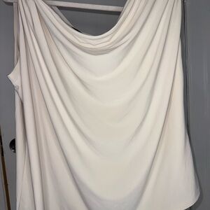 Cream Elegant Draped Sleeveless Top